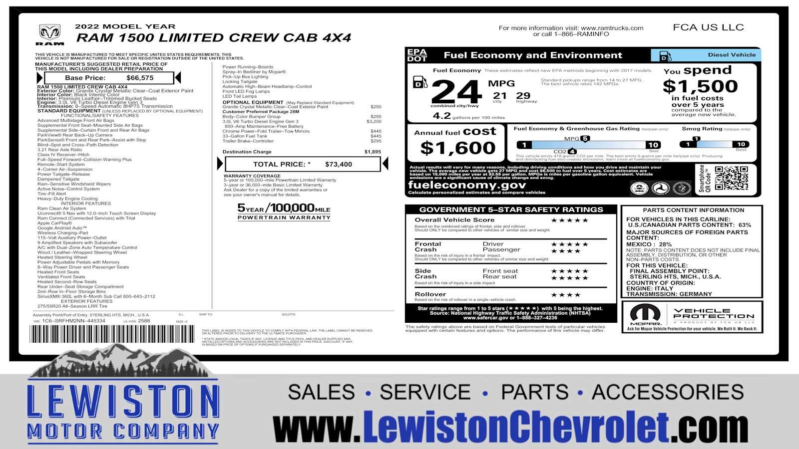 2022 RAM 1500 Limited Crew Cab 4x4 5'7" Box