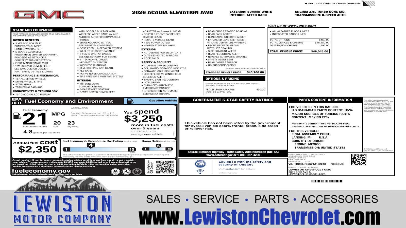 2026 GMC Acadia Elevation