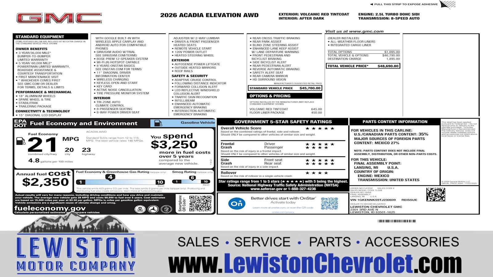 2026 GMC Acadia Elevation