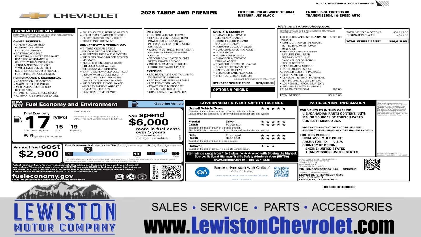 2026 Chevrolet Tahoe Premier