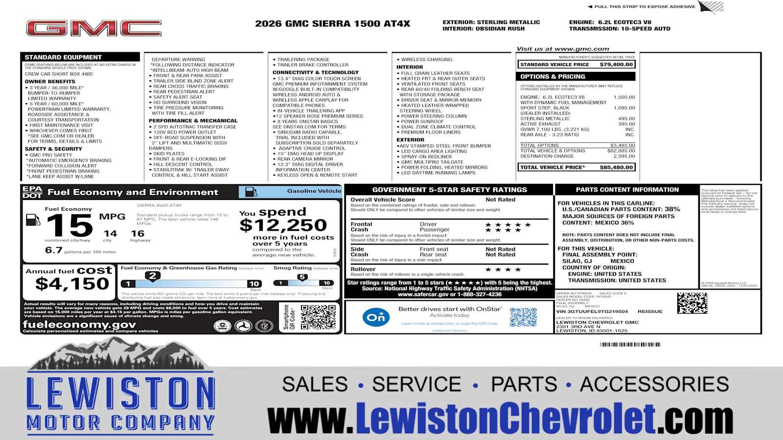 2026 GMC Sierra 1500 AT4X