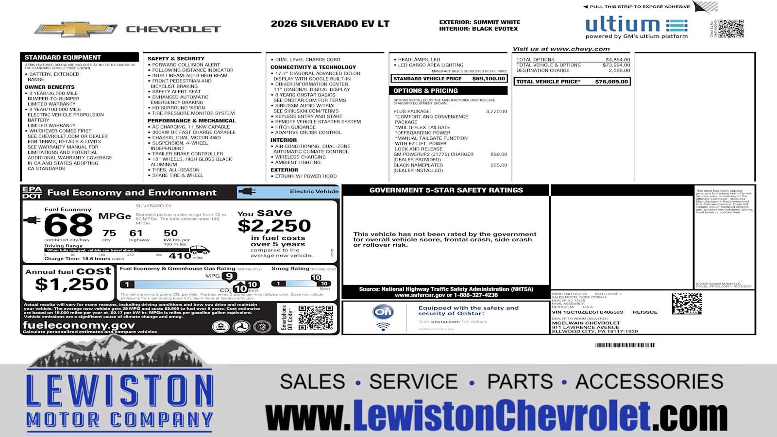 2026 Chevrolet Silverado EV LT - Extended Range